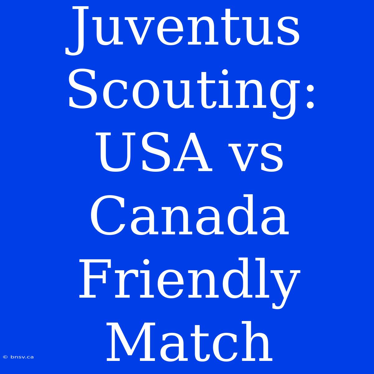 Juventus Scouting: USA Vs Canada Friendly Match