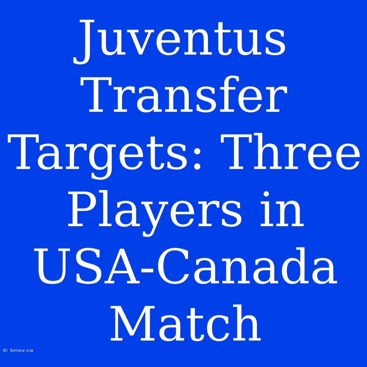 Juventus Transfer Targets: Three Players In USA-Canada Match