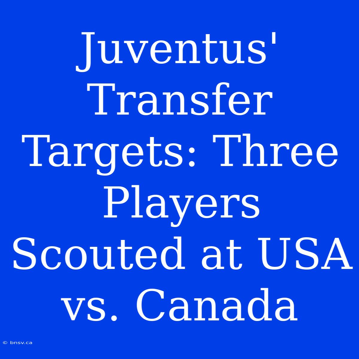 Juventus' Transfer Targets: Three Players Scouted At USA Vs. Canada