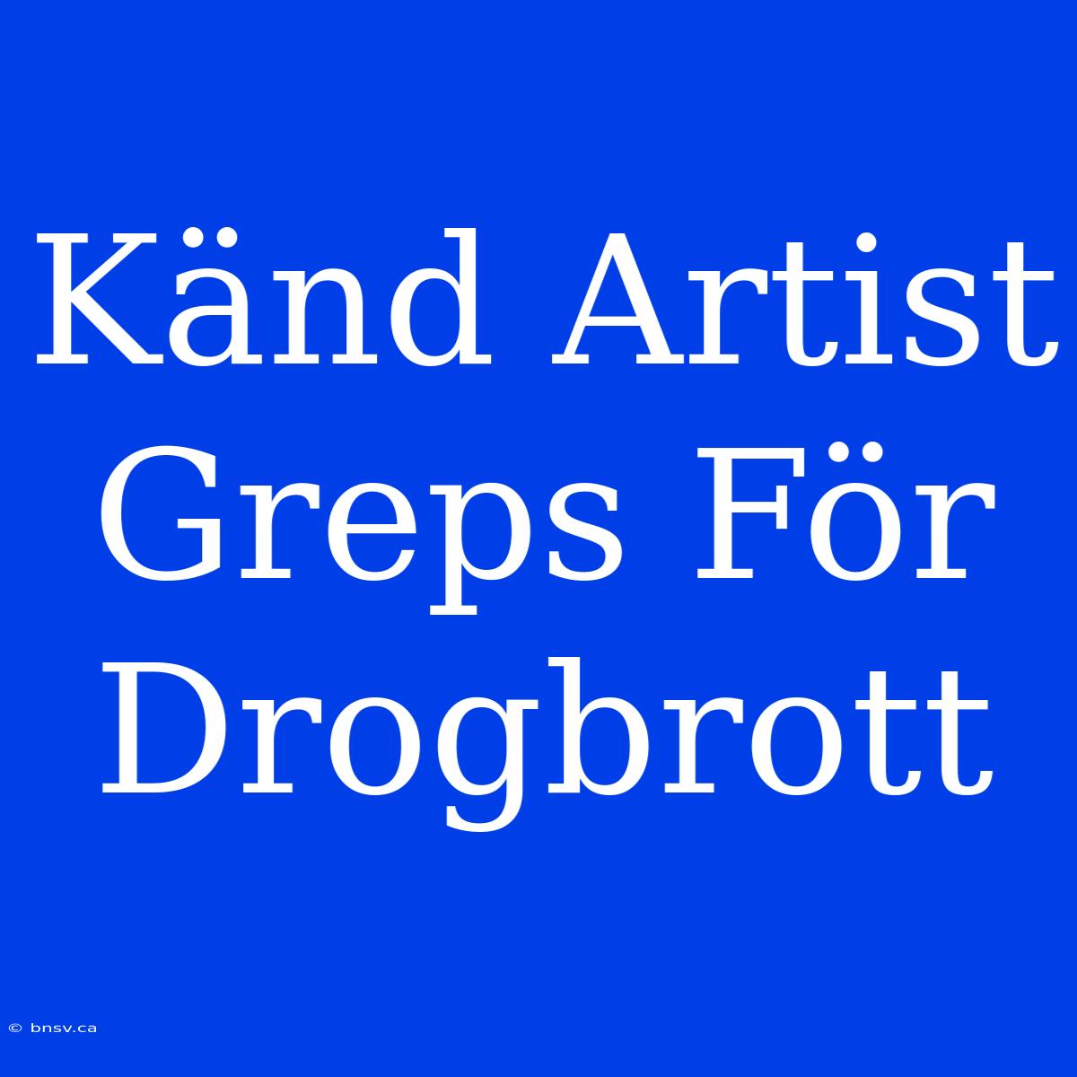 Känd Artist Greps För Drogbrott