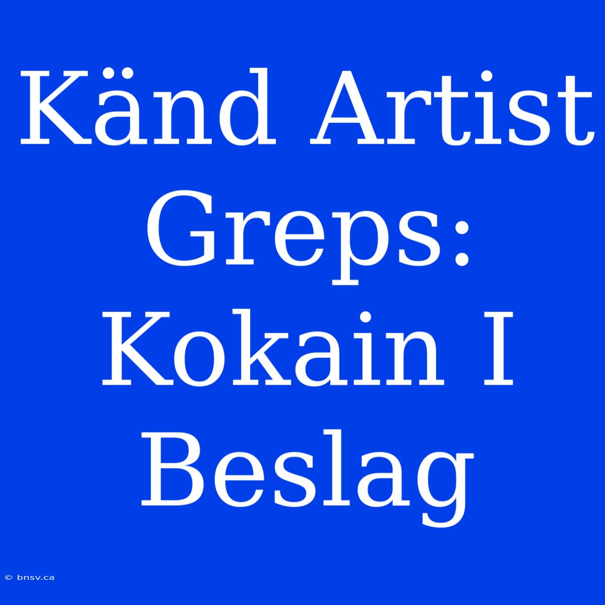 Känd Artist Greps: Kokain I Beslag