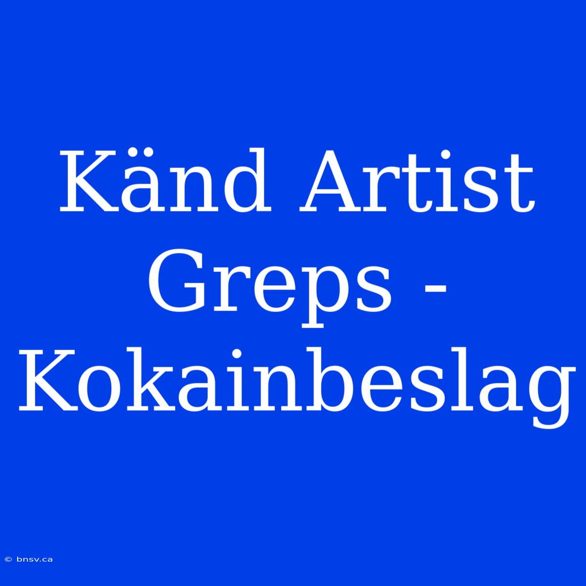 Känd Artist Greps - Kokainbeslag