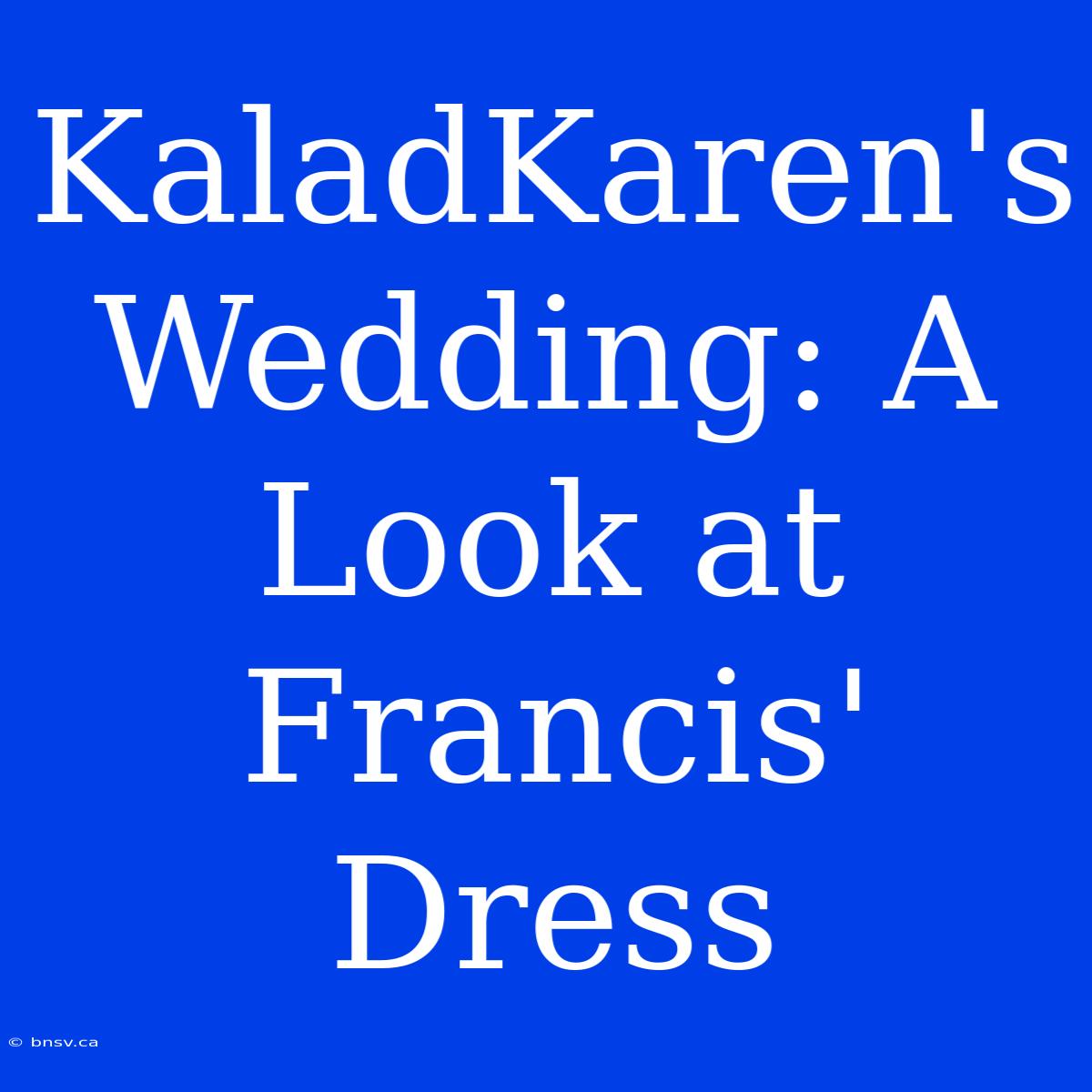 KaladKaren's Wedding: A Look At Francis' Dress