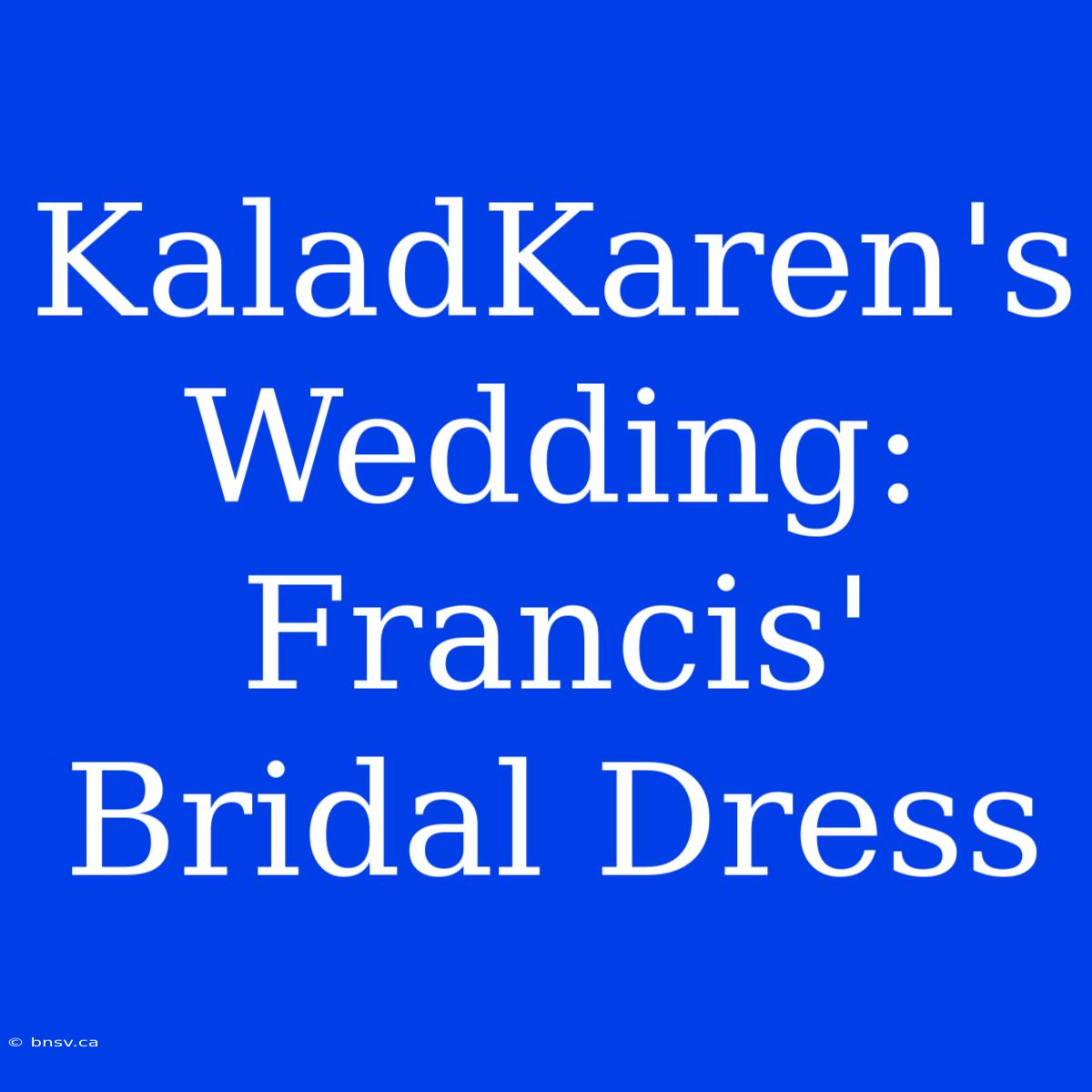 KaladKaren's Wedding: Francis' Bridal Dress