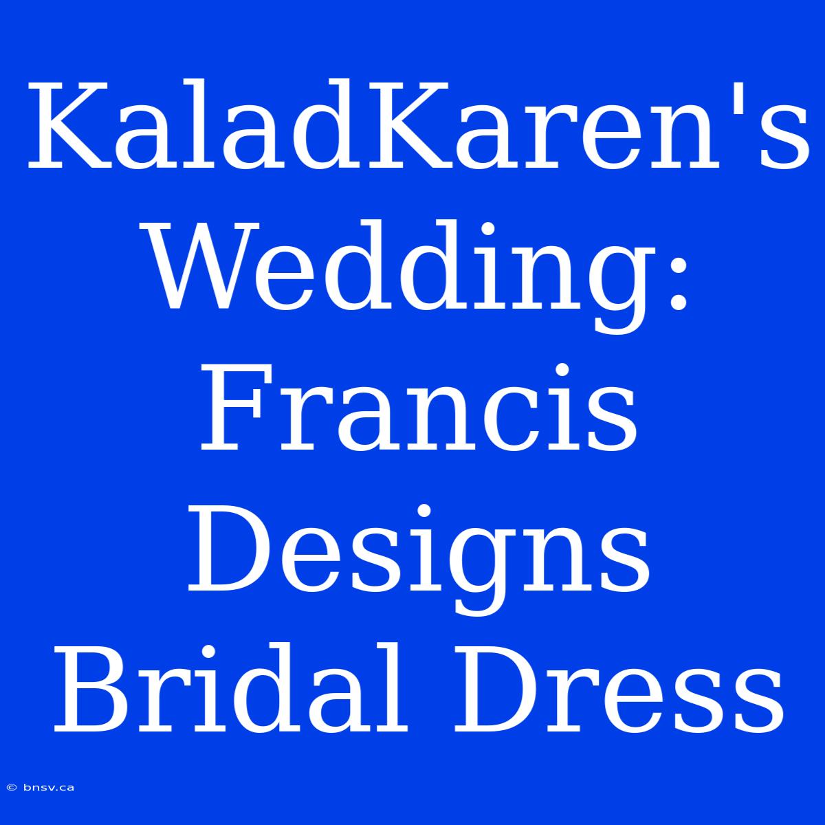 KaladKaren's Wedding: Francis Designs Bridal Dress