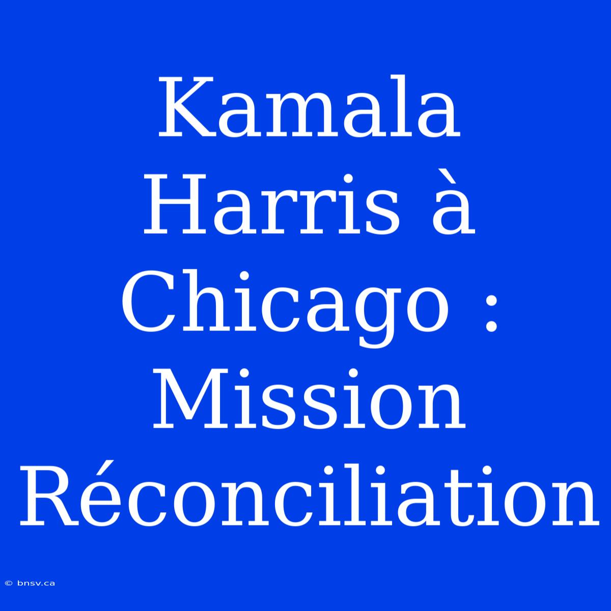 Kamala Harris À Chicago : Mission Réconciliation