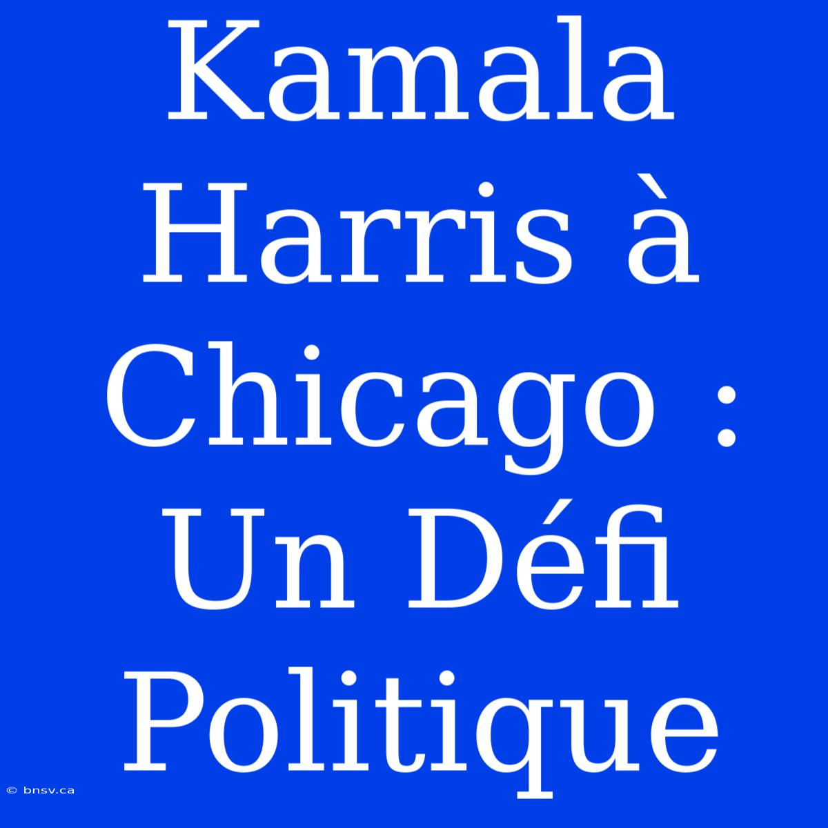 Kamala Harris À Chicago :  Un Défi Politique