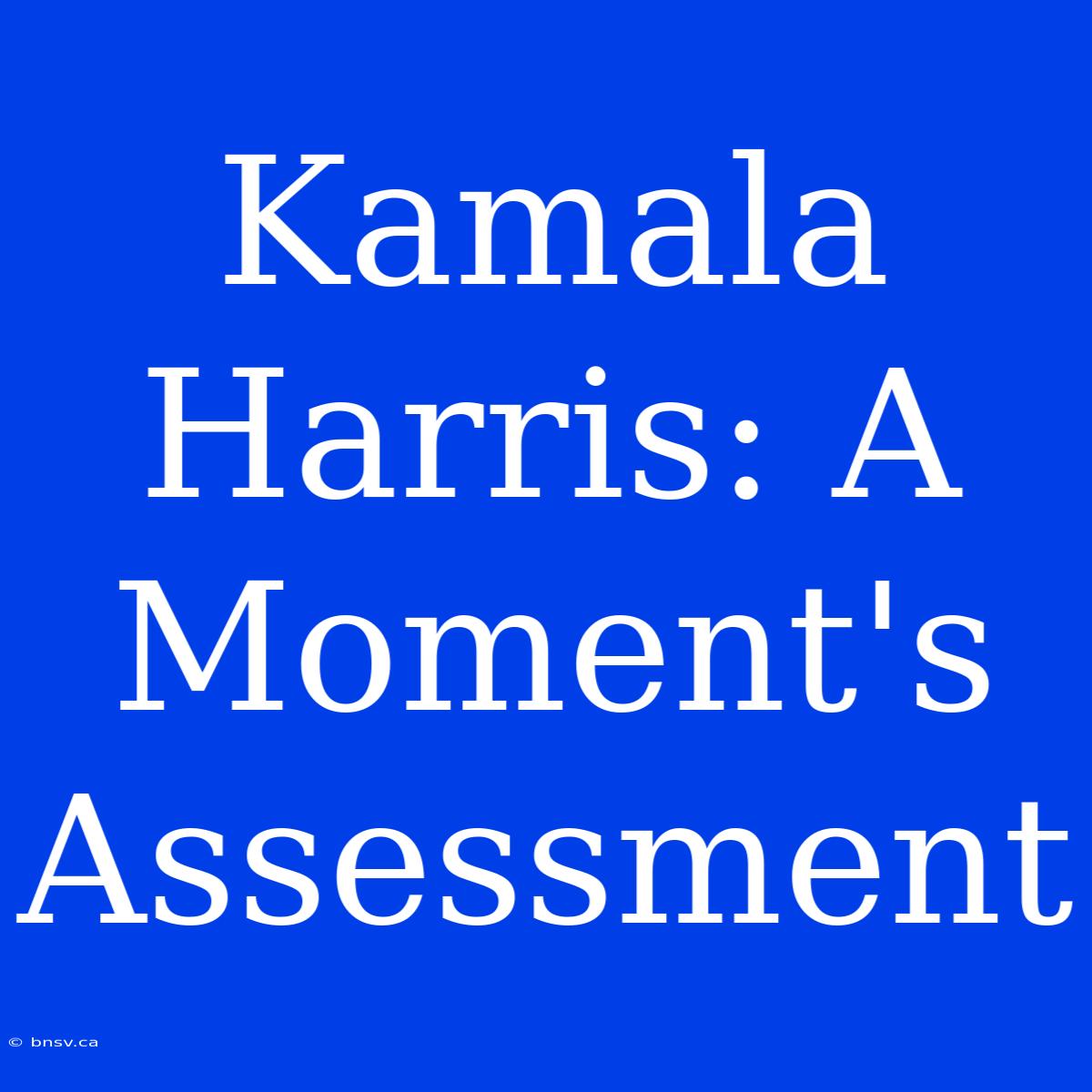 Kamala Harris: A Moment's Assessment