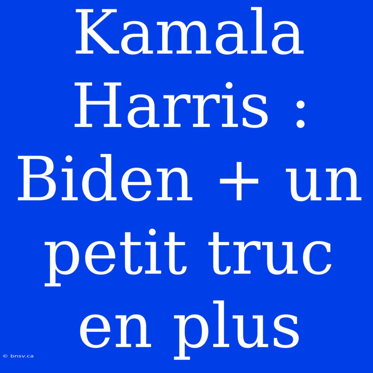 Kamala Harris : Biden + Un Petit Truc En Plus