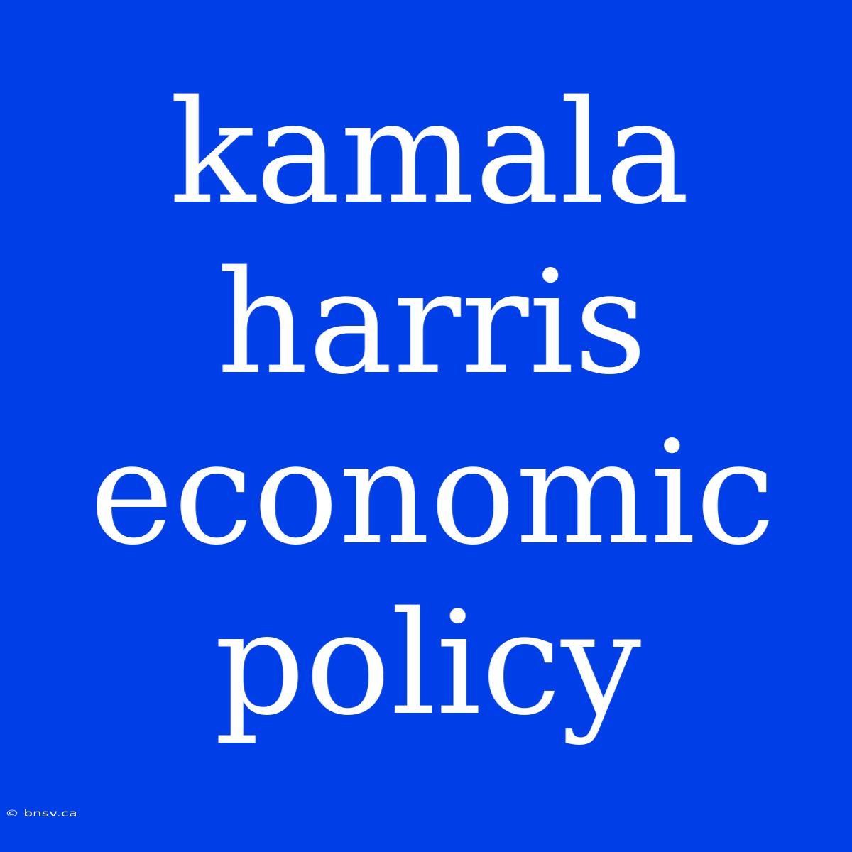 Kamala Harris Economic Policy