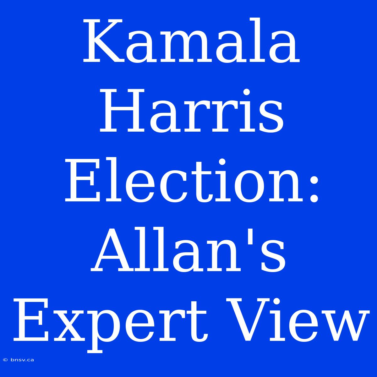 Kamala Harris Election: Allan's Expert View