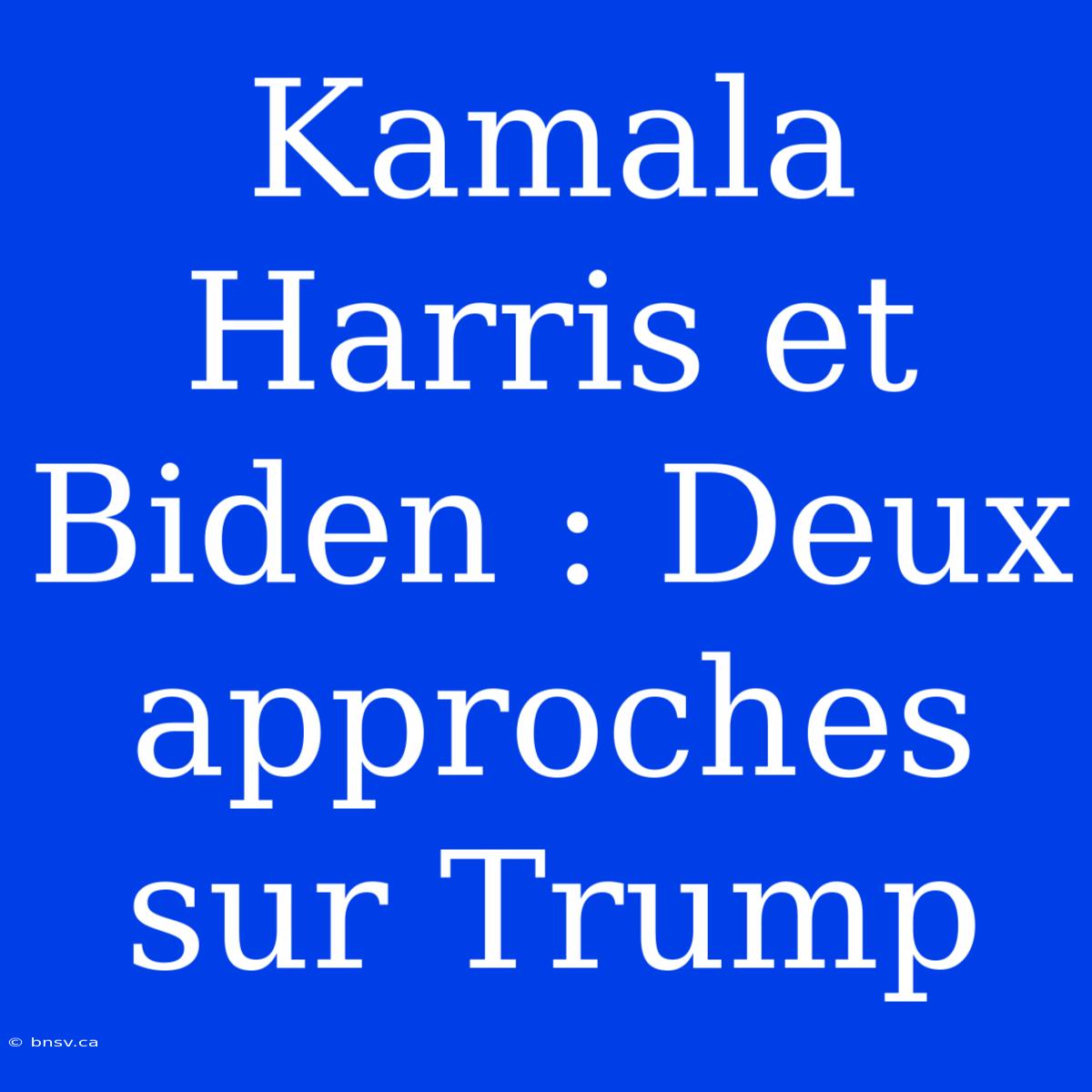 Kamala Harris Et Biden : Deux Approches Sur Trump