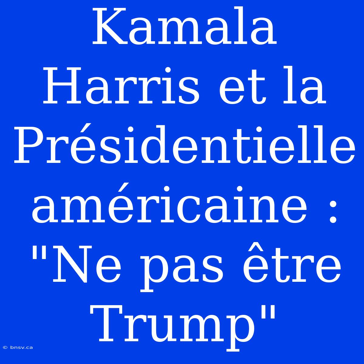 Kamala Harris Et La Présidentielle Américaine : 