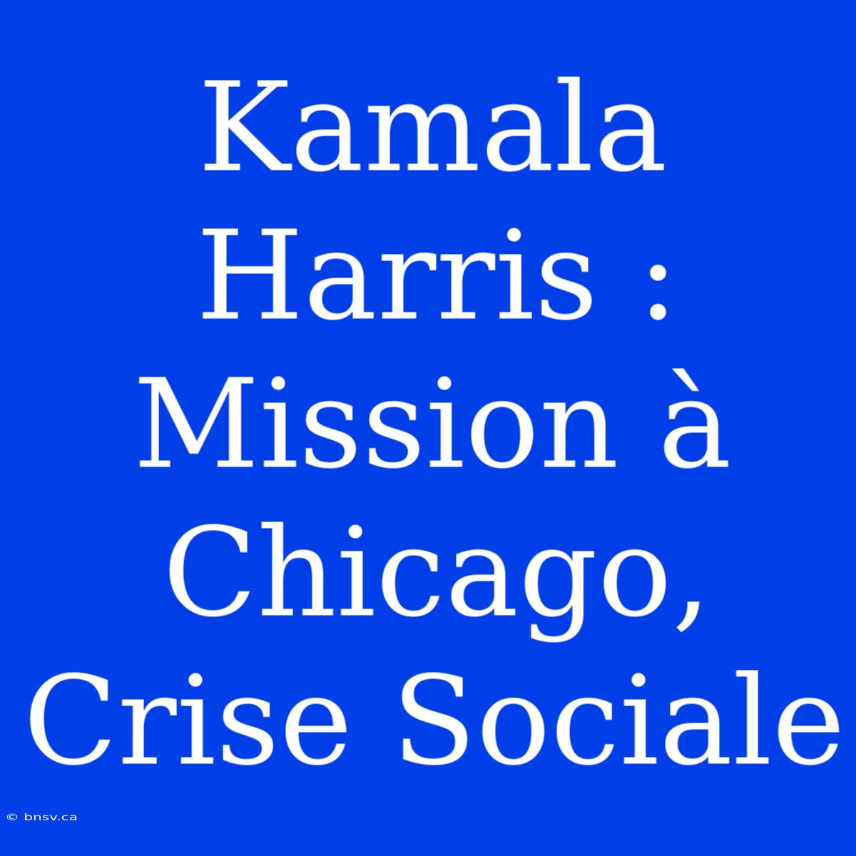 Kamala Harris : Mission À Chicago, Crise Sociale