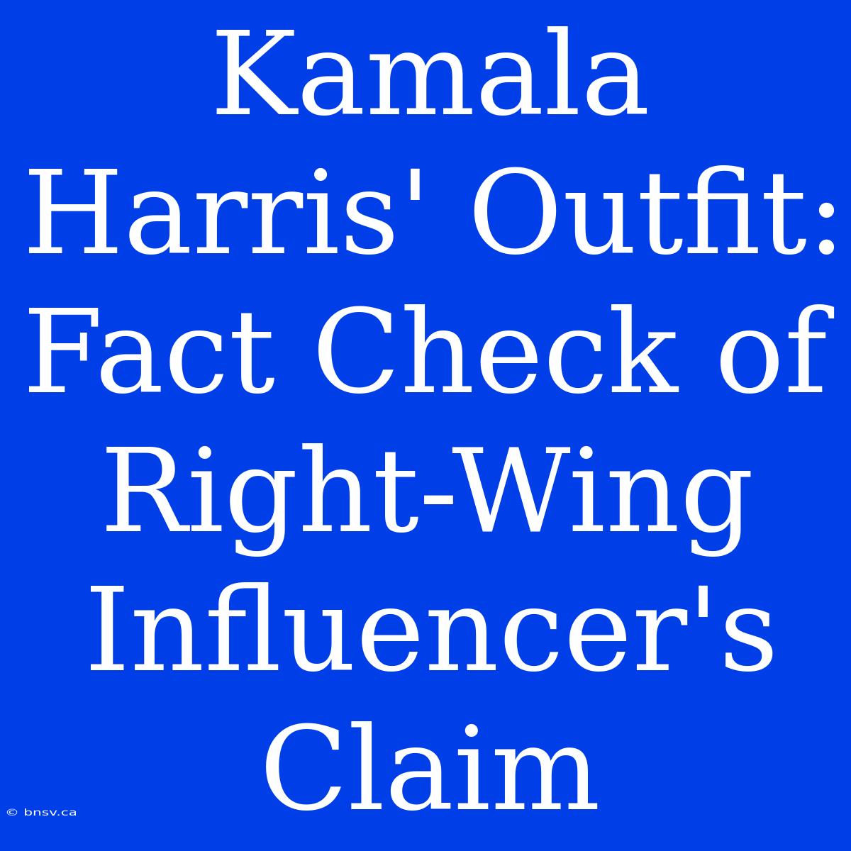 Kamala Harris' Outfit: Fact Check Of Right-Wing Influencer's Claim