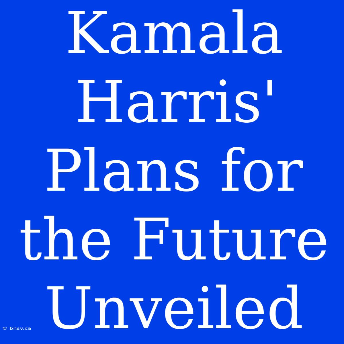 Kamala Harris' Plans For The Future Unveiled