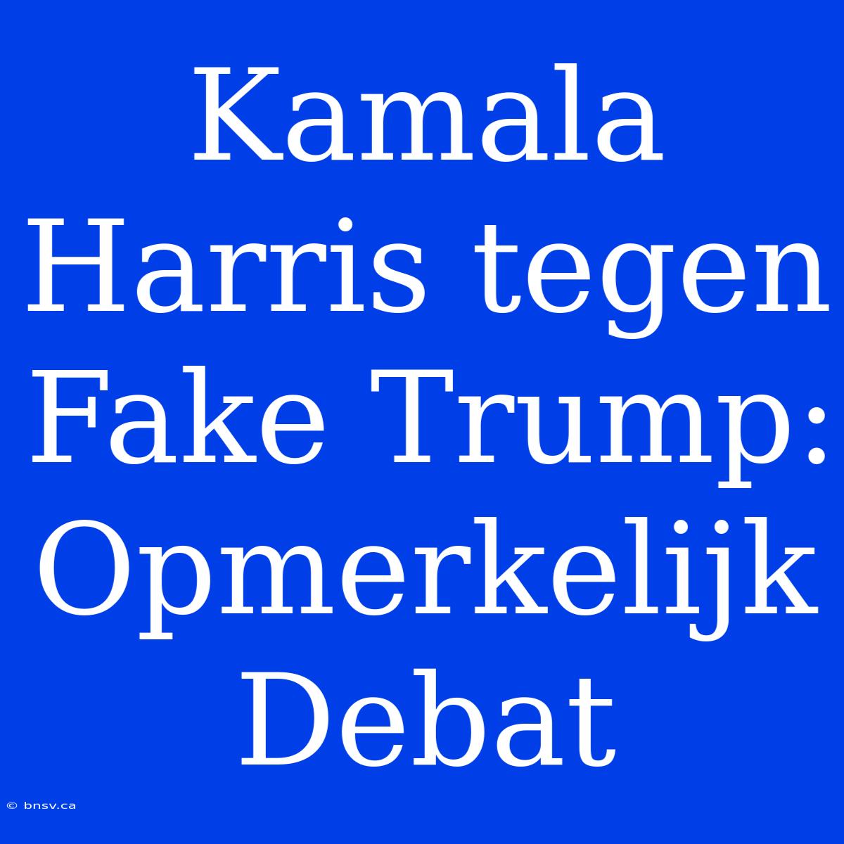 Kamala Harris Tegen Fake Trump: Opmerkelijk Debat