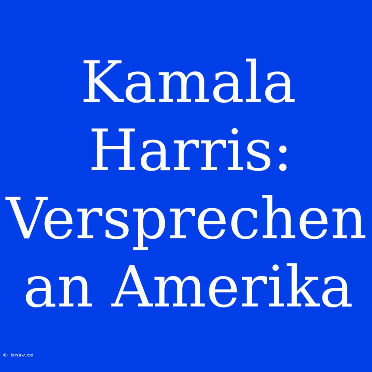 Kamala Harris: Versprechen An Amerika