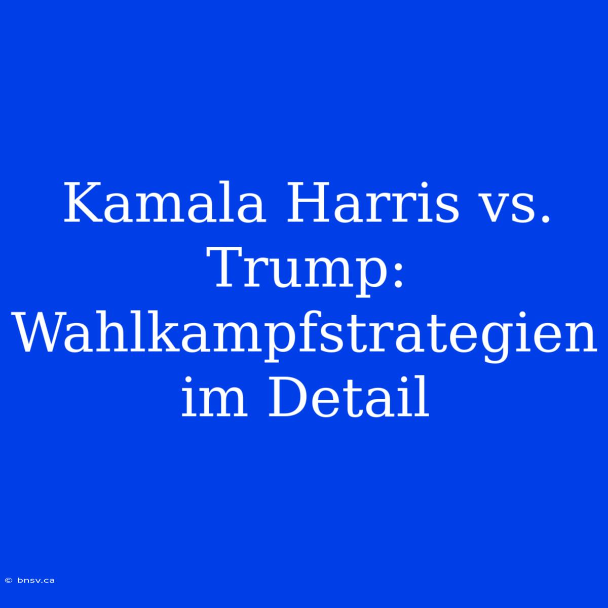 Kamala Harris Vs. Trump: Wahlkampfstrategien Im Detail