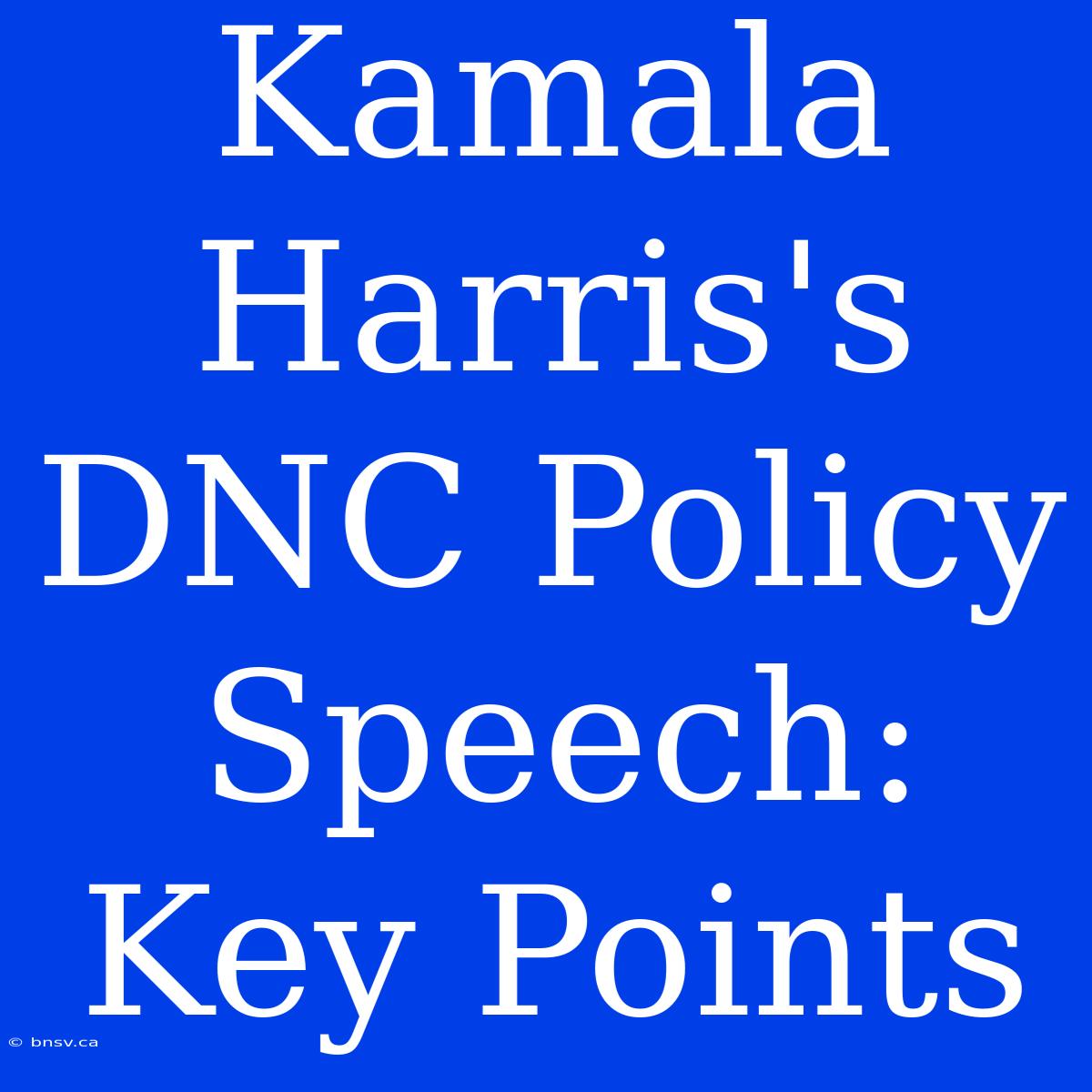 Kamala Harris's DNC Policy Speech: Key Points