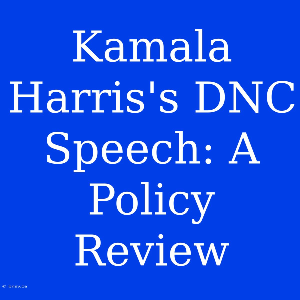 Kamala Harris's DNC Speech: A Policy Review