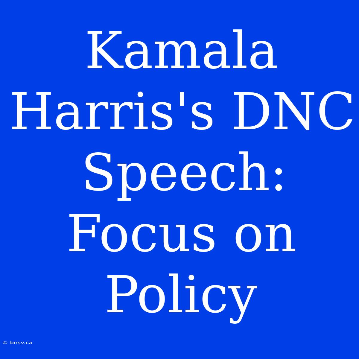 Kamala Harris's DNC Speech: Focus On Policy