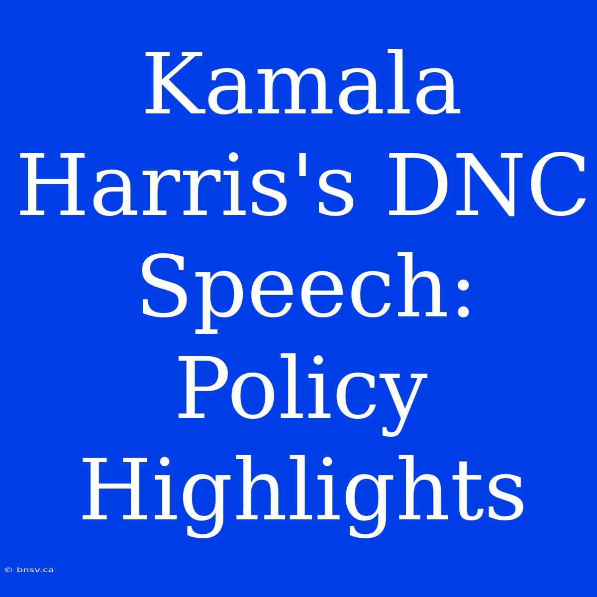 Kamala Harris's DNC Speech: Policy Highlights