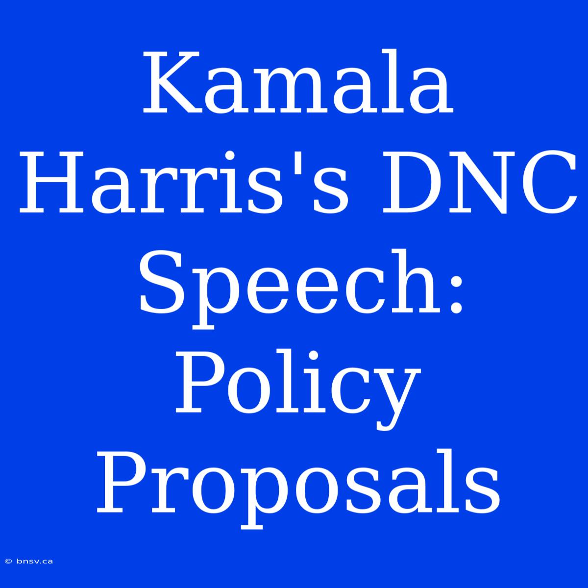 Kamala Harris's DNC Speech: Policy Proposals