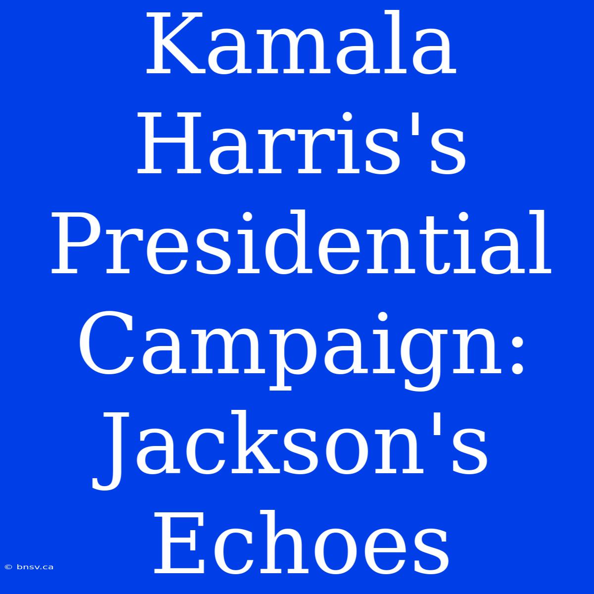 Kamala Harris's Presidential Campaign: Jackson's Echoes