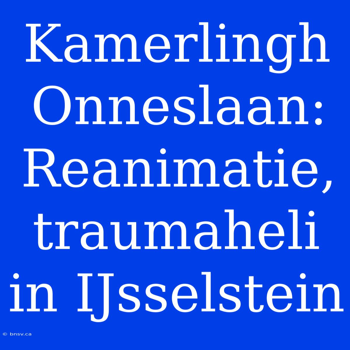 Kamerlingh Onneslaan: Reanimatie, Traumaheli In IJsselstein