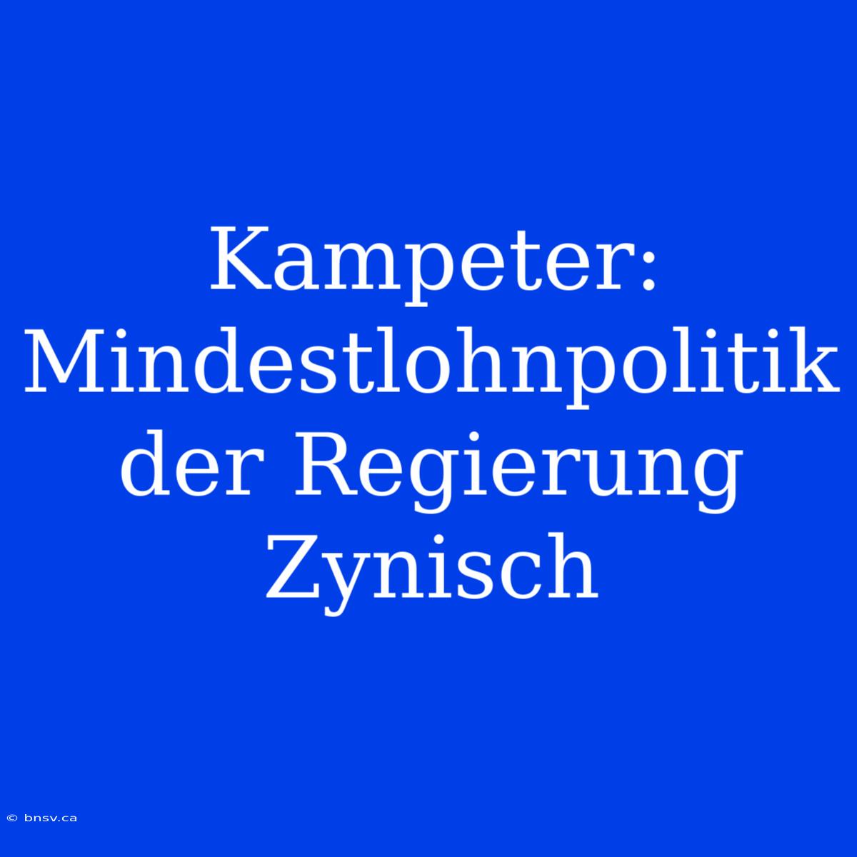 Kampeter: Mindestlohnpolitik Der Regierung Zynisch