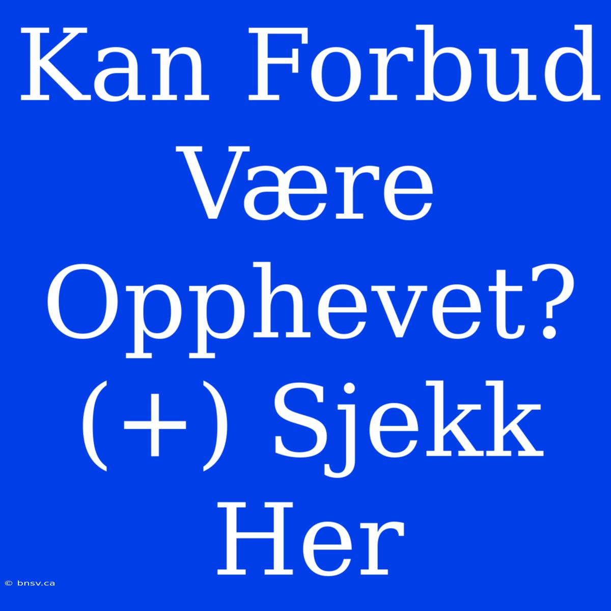 Kan Forbud Være Opphevet? (+) Sjekk Her