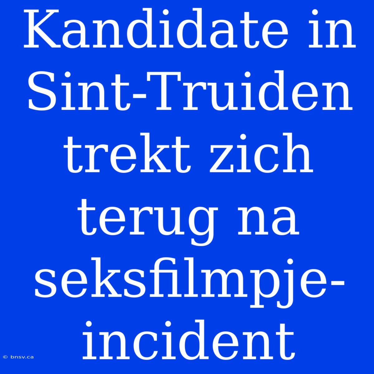 Kandidate In Sint-Truiden Trekt Zich Terug Na Seksfilmpje-incident