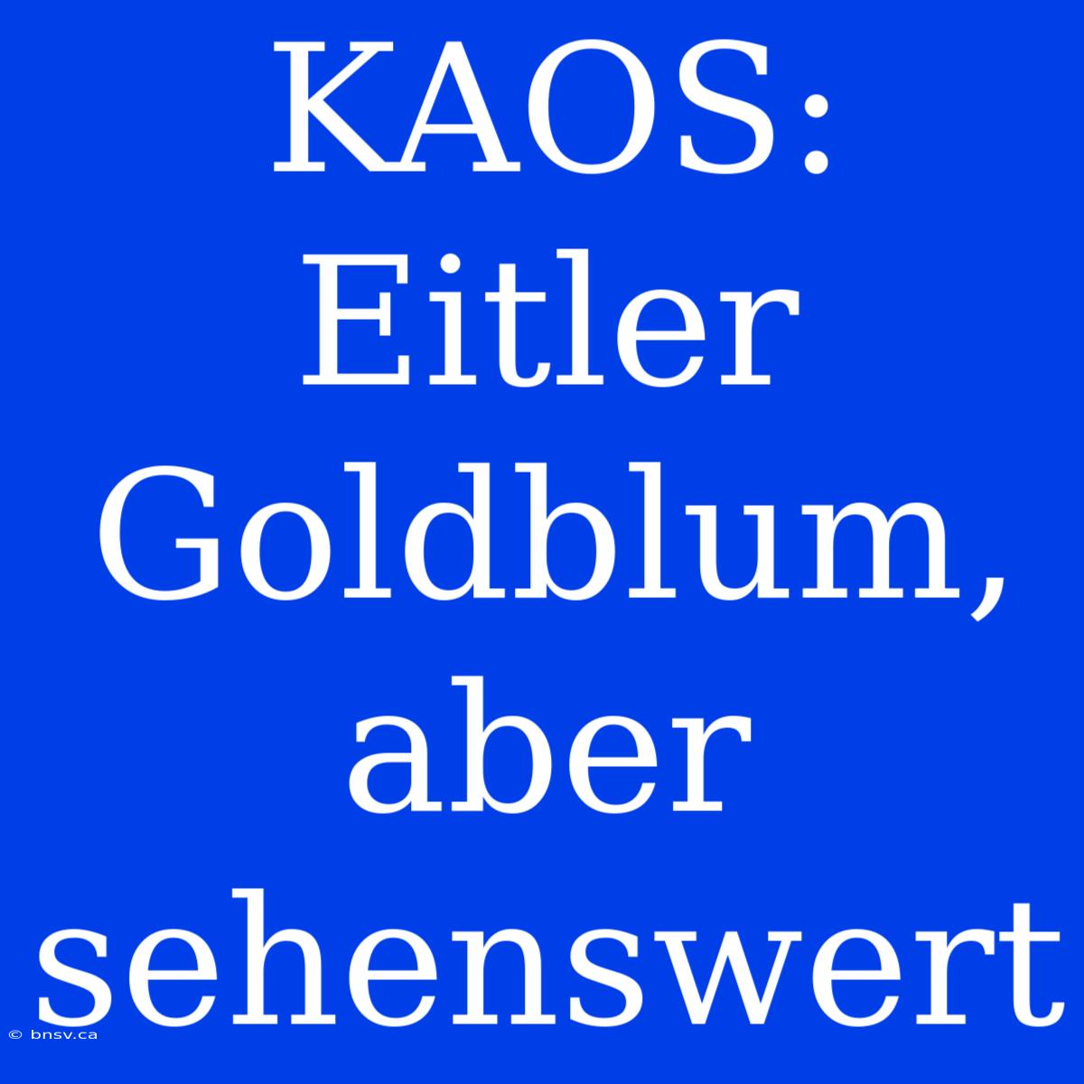 KAOS: Eitler Goldblum, Aber Sehenswert