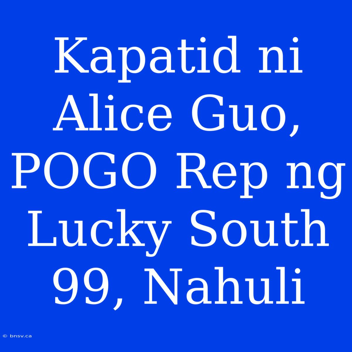 Kapatid Ni Alice Guo, POGO Rep Ng Lucky South 99, Nahuli