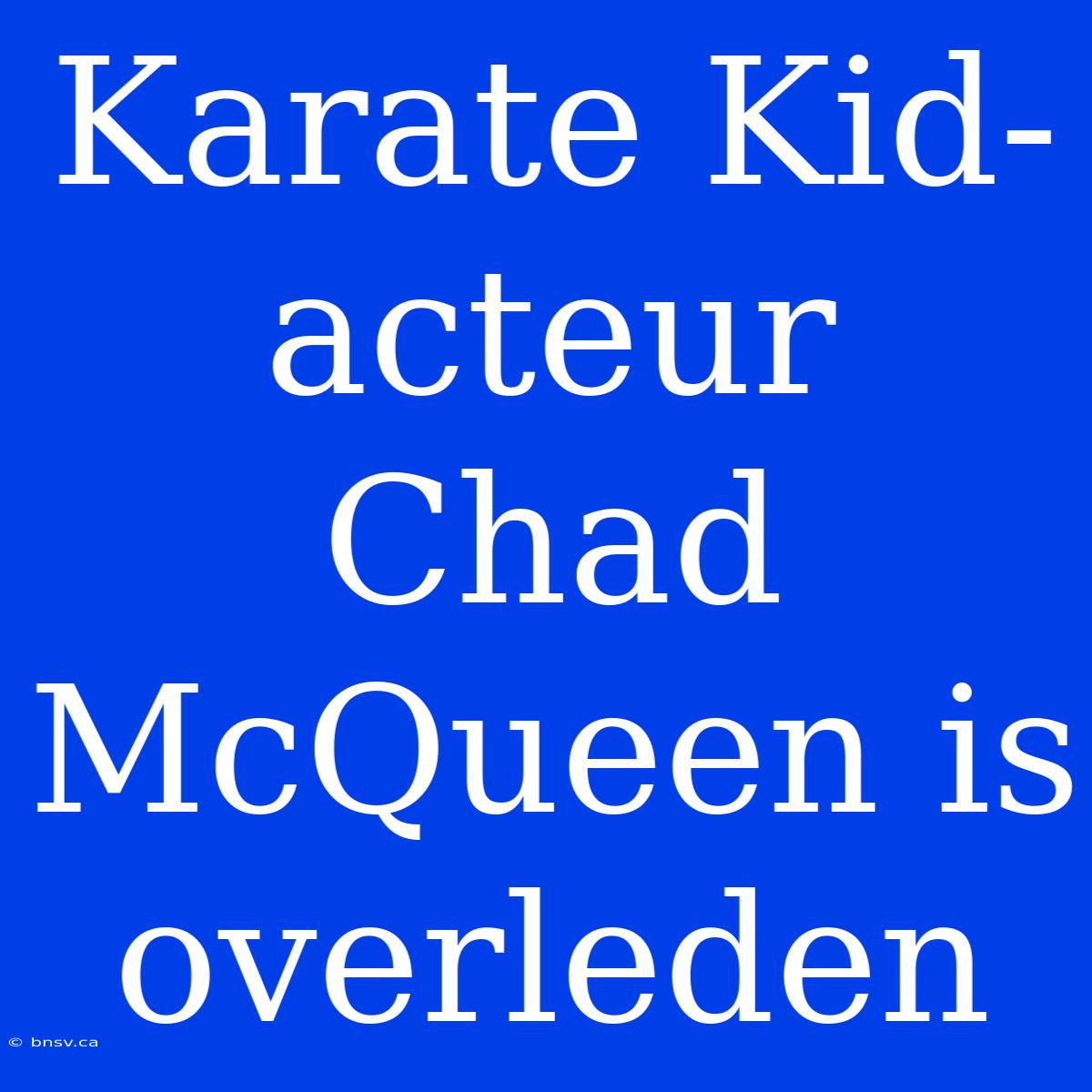 Karate Kid-acteur Chad McQueen Is Overleden