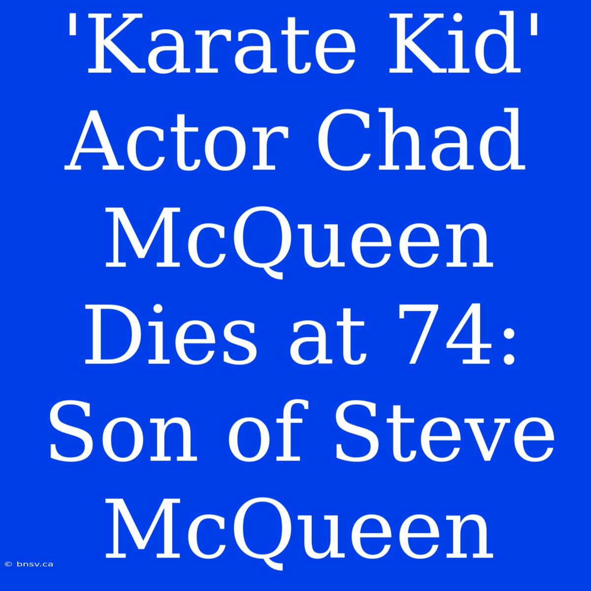 'Karate Kid' Actor Chad McQueen Dies At 74: Son Of Steve McQueen