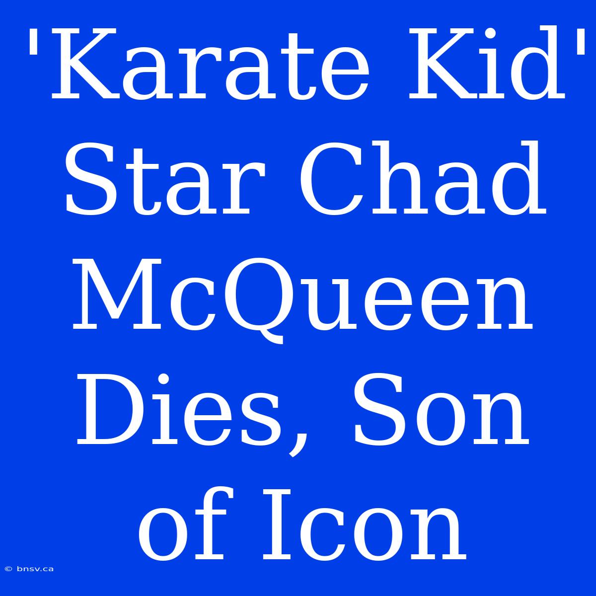 'Karate Kid' Star Chad McQueen Dies, Son Of Icon