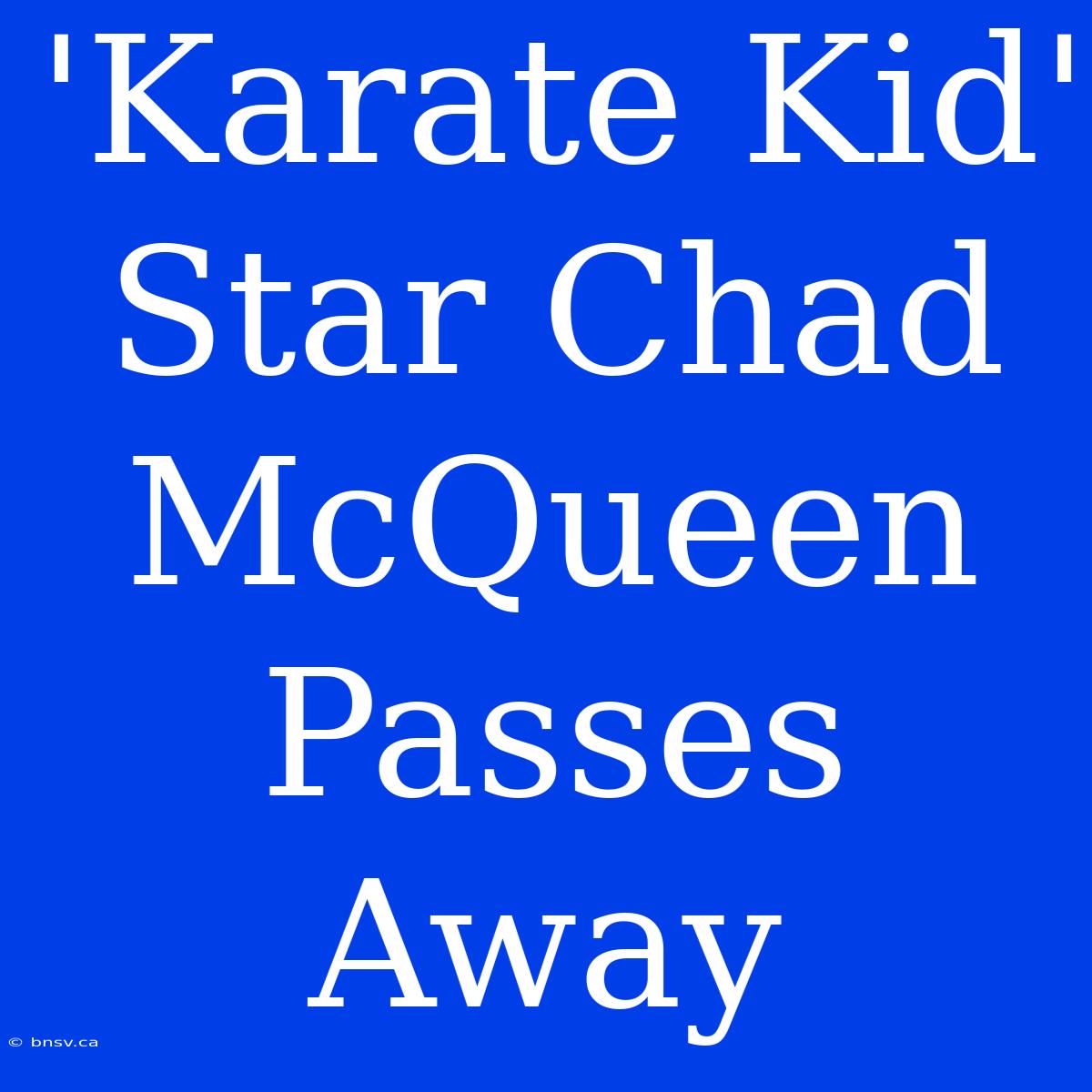 'Karate Kid' Star Chad McQueen Passes Away