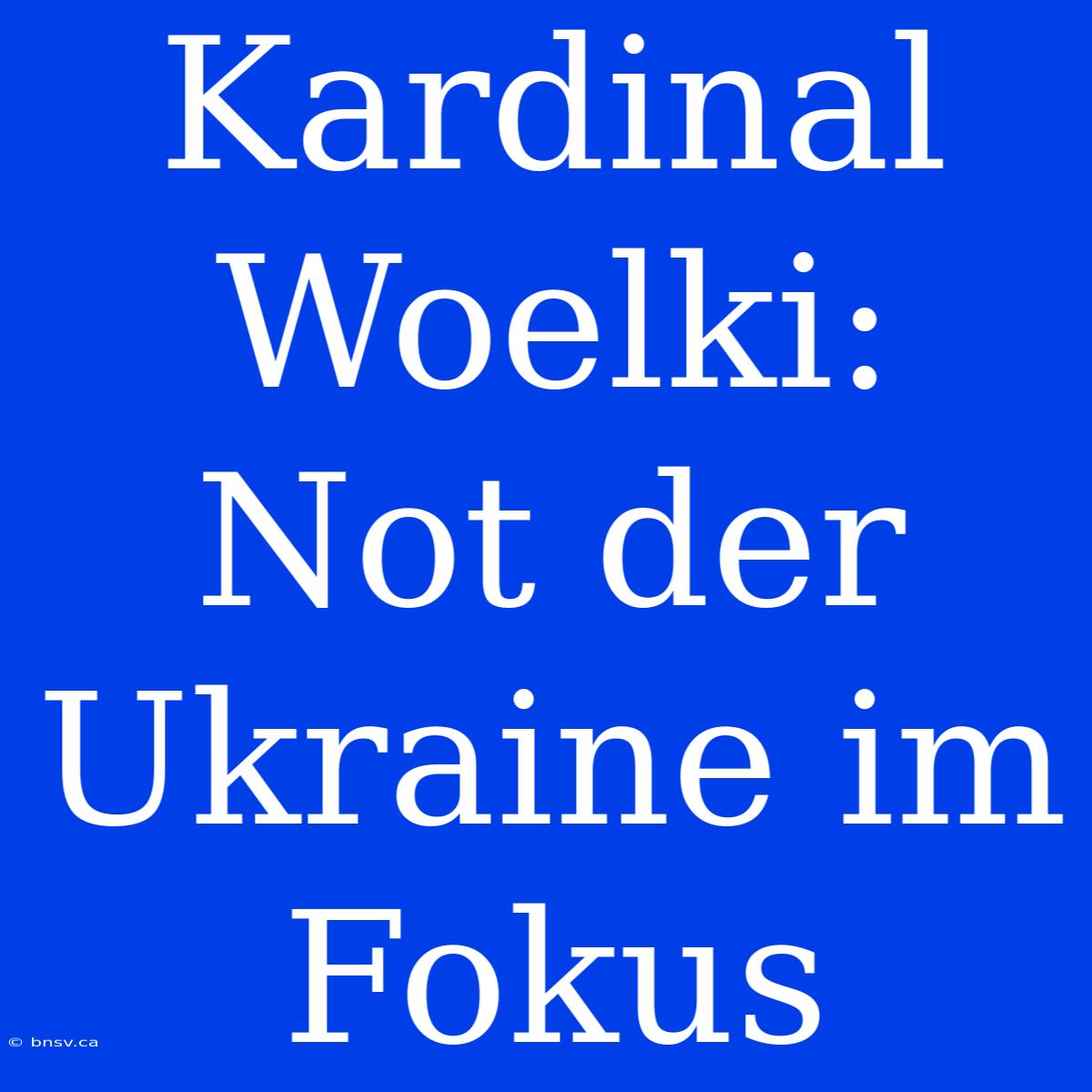 Kardinal Woelki: Not Der Ukraine Im Fokus