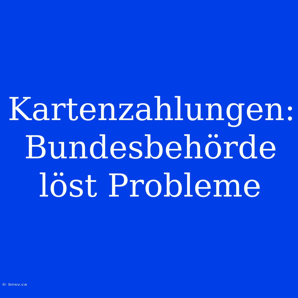 Kartenzahlungen: Bundesbehörde Löst Probleme