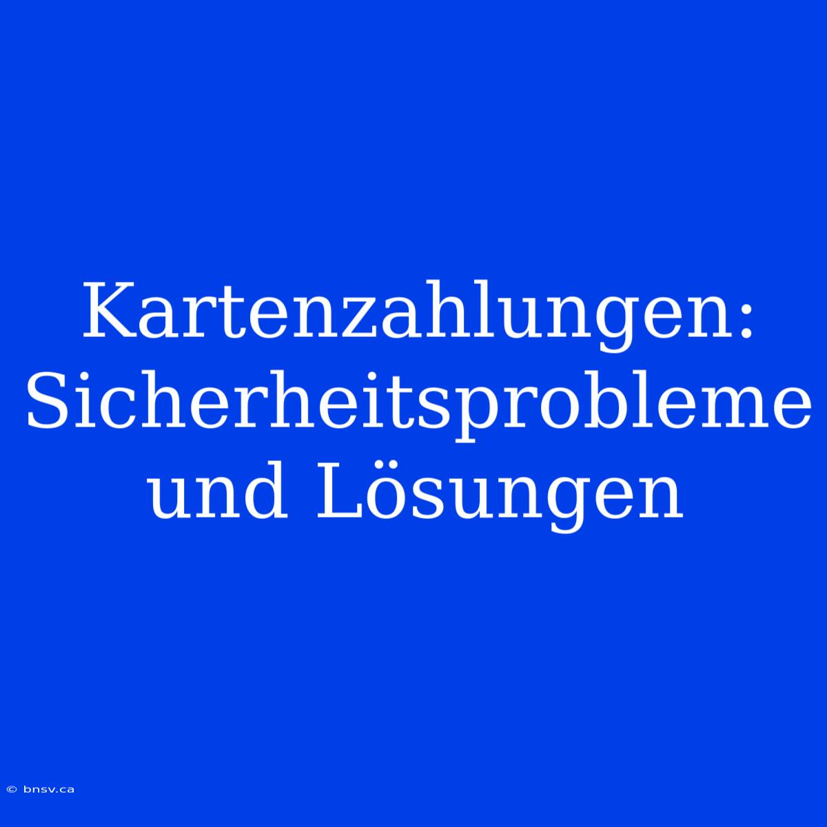 Kartenzahlungen: Sicherheitsprobleme Und Lösungen