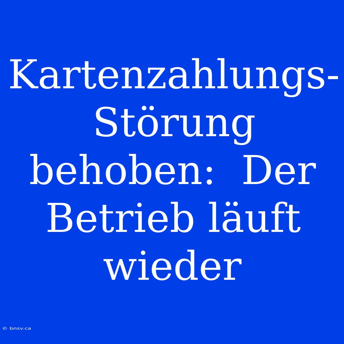 Kartenzahlungs-Störung Behoben:  Der Betrieb Läuft Wieder