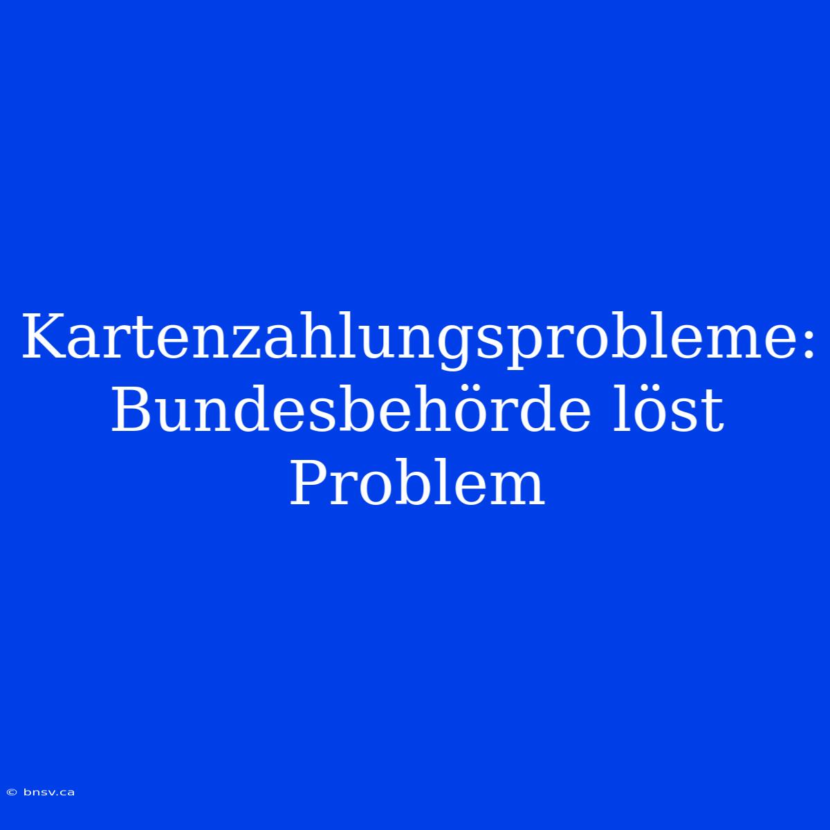 Kartenzahlungsprobleme: Bundesbehörde Löst Problem