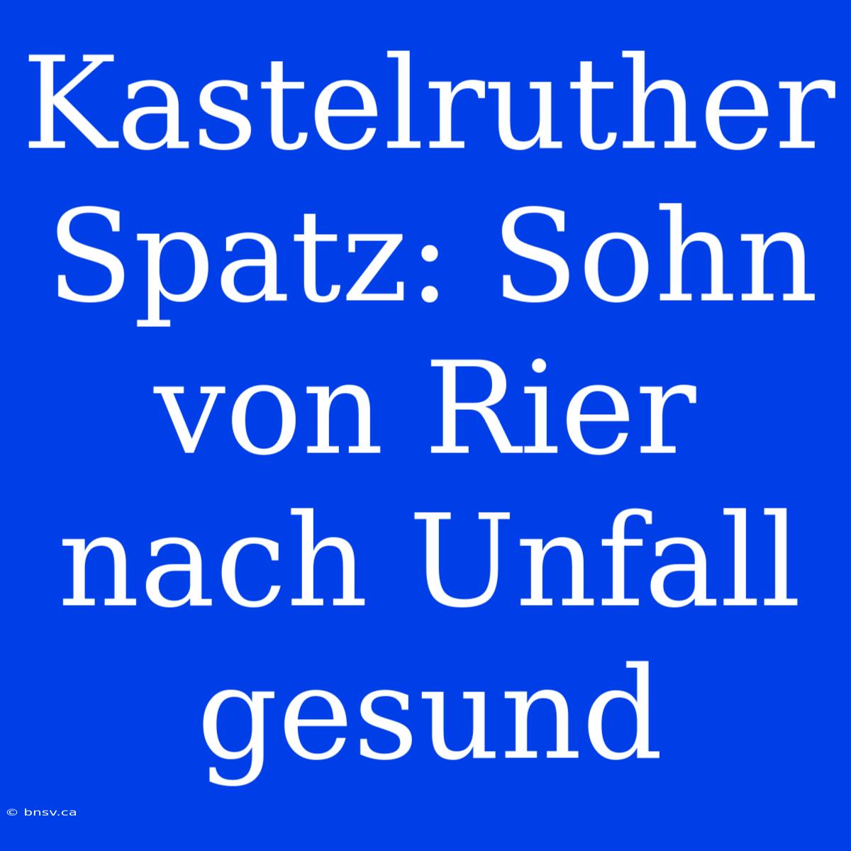 Kastelruther Spatz: Sohn Von Rier Nach Unfall Gesund