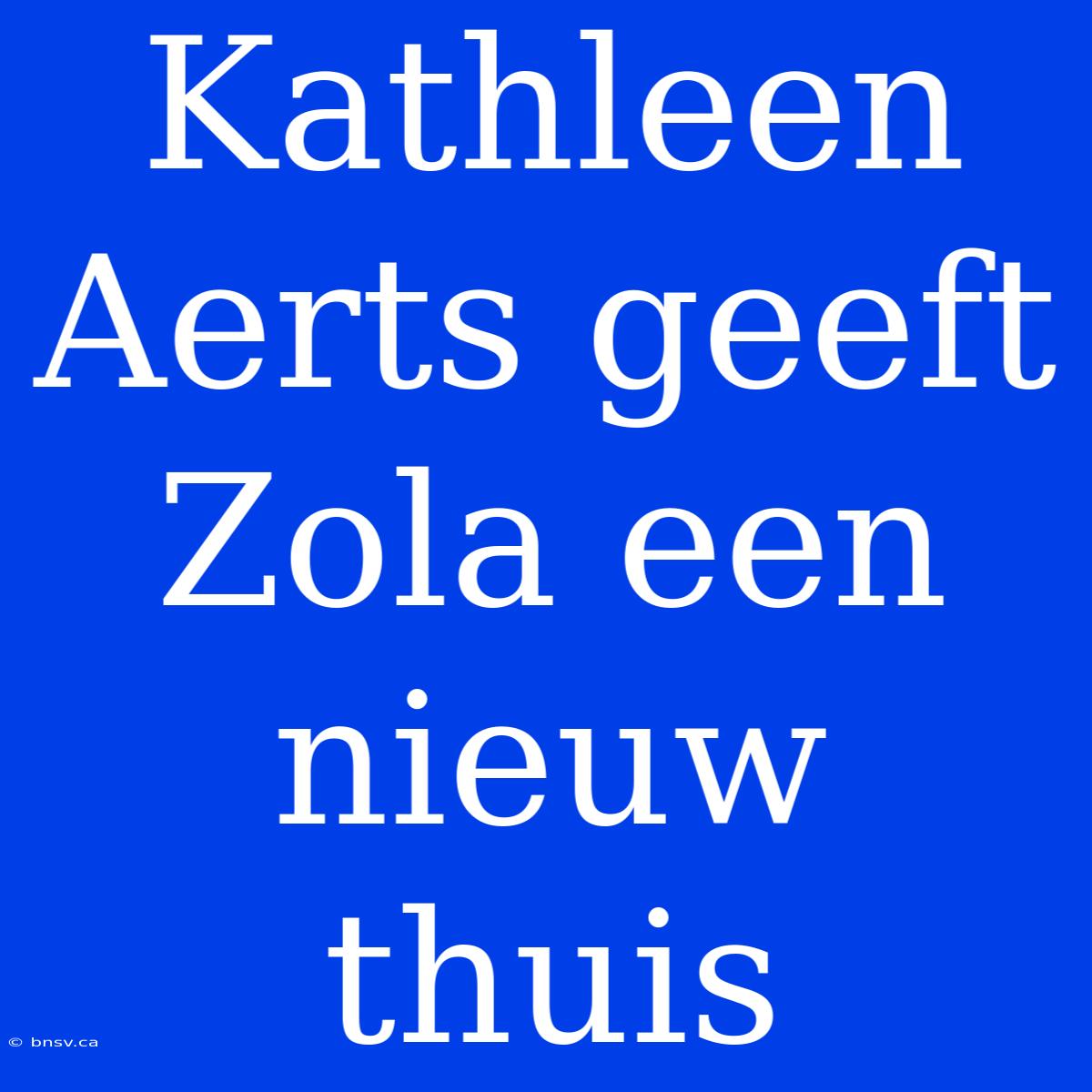 Kathleen Aerts Geeft Zola Een Nieuw Thuis