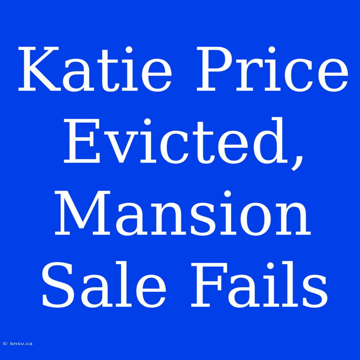 Katie Price Evicted, Mansion Sale Fails