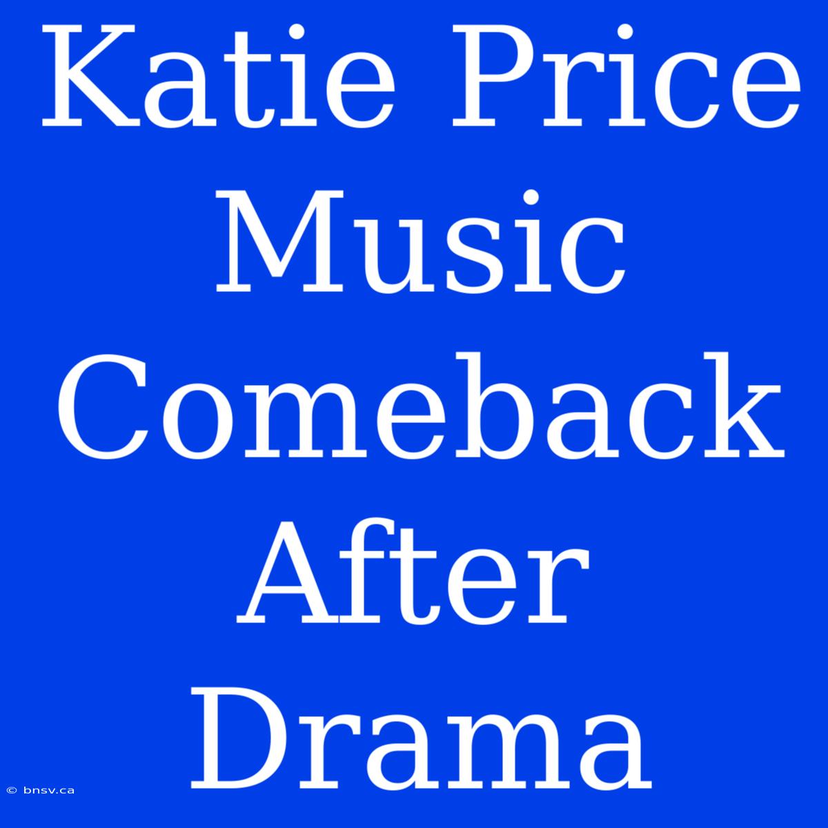 Katie Price Music Comeback After Drama