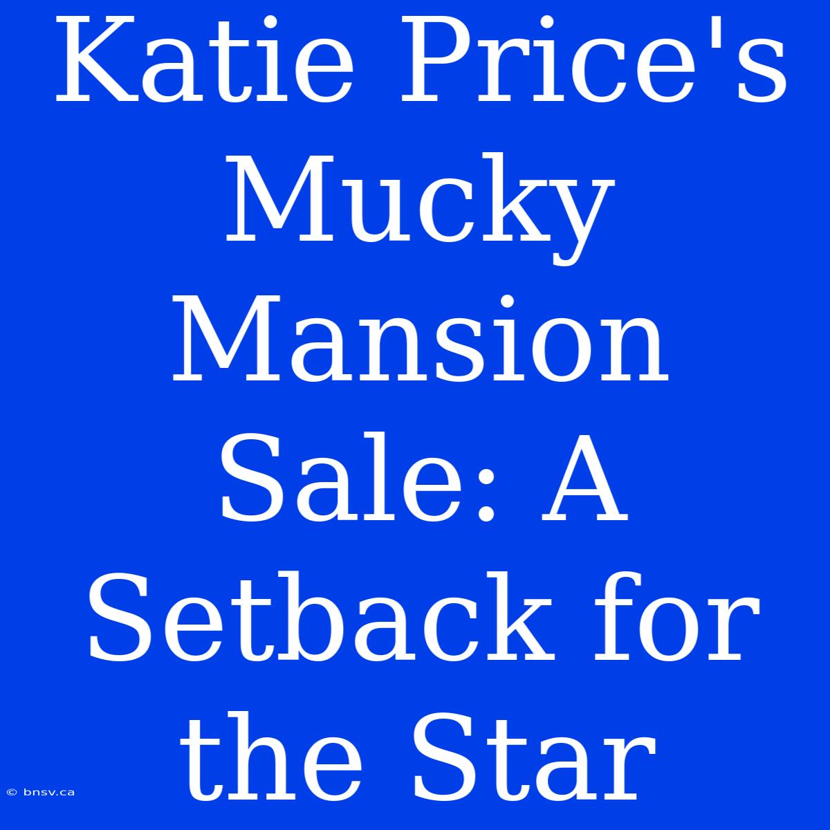 Katie Price's Mucky Mansion Sale: A Setback For The Star