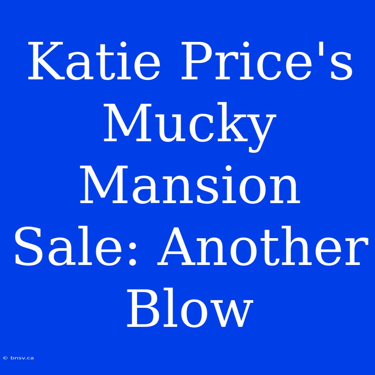 Katie Price's Mucky Mansion Sale: Another Blow